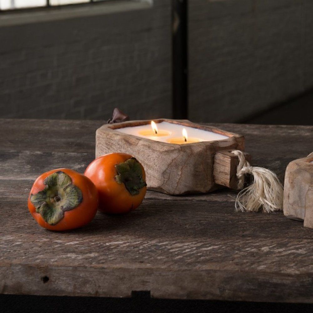 Himalayan Trading Post Tobacco Bark 24oz Driftwood Candle Tray